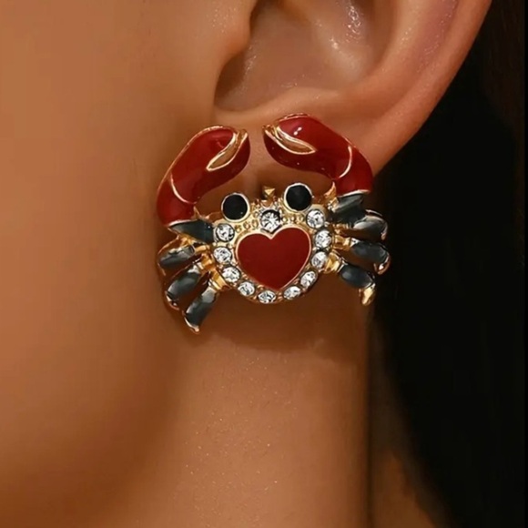 ✨Betsey Johnson Roseau Rhinestone Love Crab Earrings - Picture 3 of 4